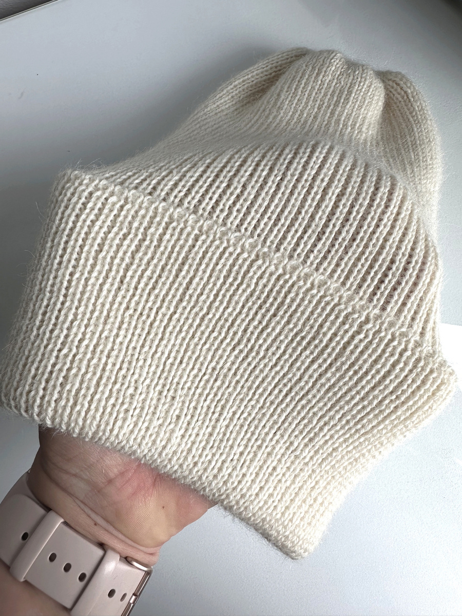 Czapka wywijana HELEN 100% Alpaka 100 Ecru