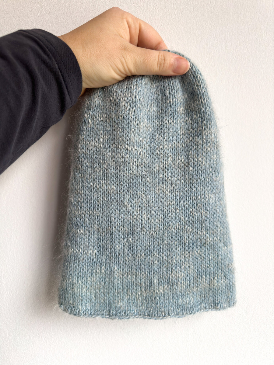 SOPHIA – czapka beanie handmade baby merino + moher i jedwab damska 43/44 Jasny Morski