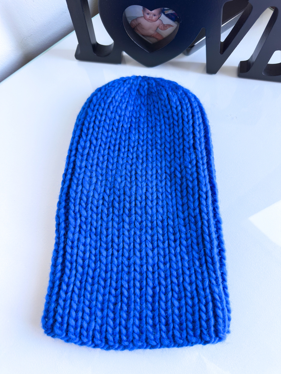 Ręcznie robiona czapka damska JANKA 100% Wełna owcza 104 Kobalt