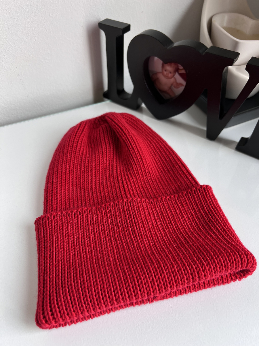 Beanie czapka z wełny merino VARELLA 100% Baby Merino 16 Czerwony