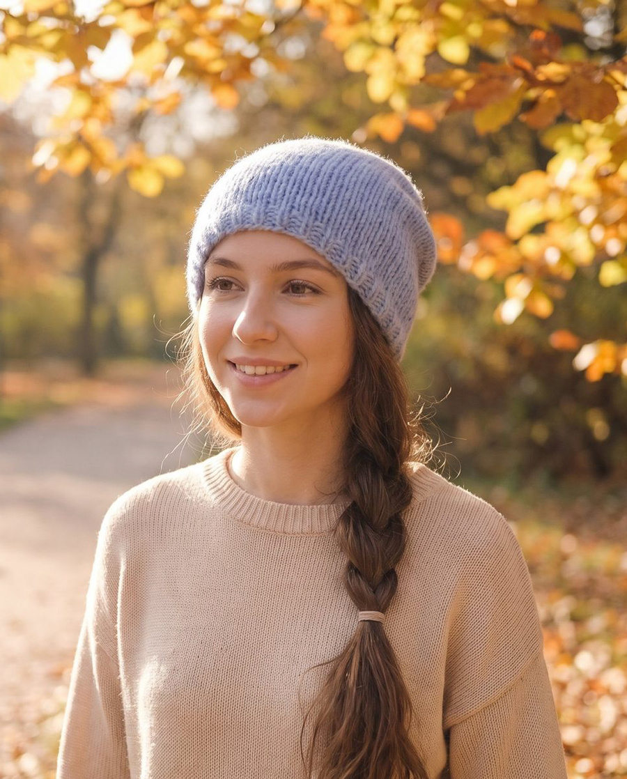 CHMURKA Beanie-Mütze aus Alpaka 36 Hellblau