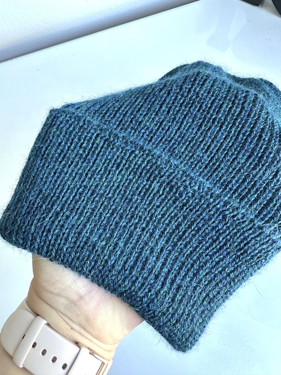 HELEN – czapka z alpaki damska 100% alpaka 7240 Niebieski Petrol, zimowa wywijana beanie