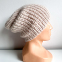 MORGANA – czapka damska beanie alpaka + merynos z jedwabiem 59/40 Marcepan