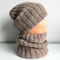 Ręcznie robiony KOMIN MARGARET 100% Alpaka + nitka moher i jedwab 2020/20 Jasny Nugat