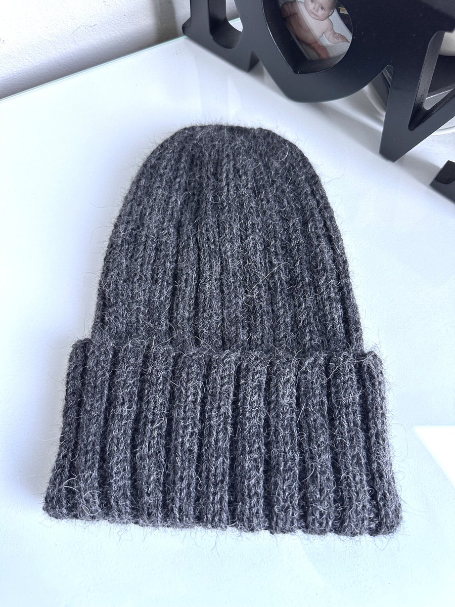 LAURIN Turn-Up Beanie 100% Alpaca 506 Dark Grey