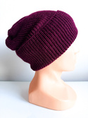 Czapka wywijana HELEN 100% Alpaka 9044 ciemne winogrona