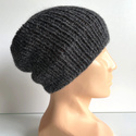 KIARA – czapka beanie z alpaki 100% 506 ciemny szary uniwersalna jesienno‑zimowa