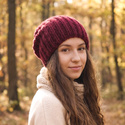 Ręcznie robiona czapka damska JANKA 100% Wełna owcza 52 Rosa