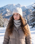 LAURIN Handmade Turn-Up Beanie 100% Alpaca 101 White