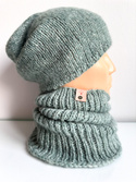 Ręcznie robiony KOMIN CHMURKA Alpaka 30 Zielona Szałwia