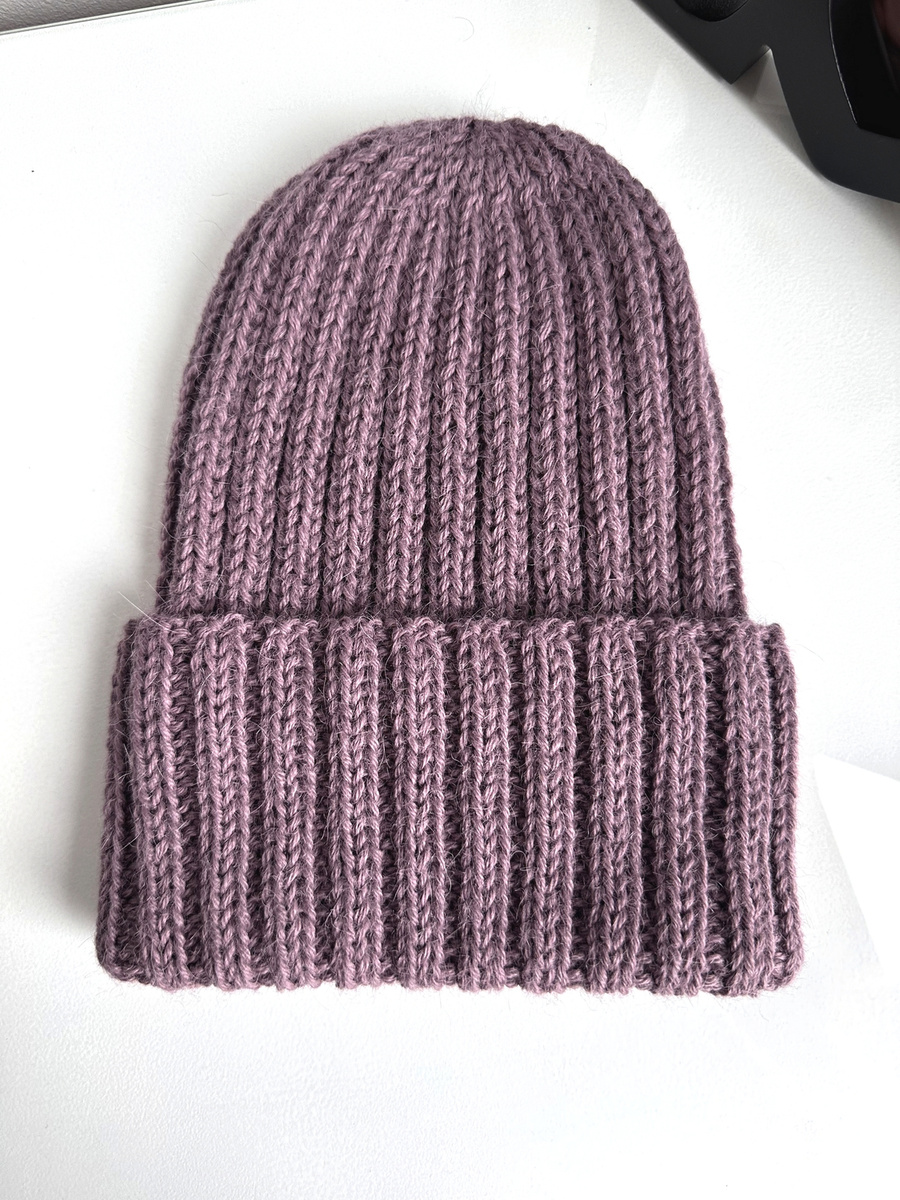 Ręcznie robiona Czapka wywijana LAURIN 100% Alpaka 3800 Fiołkowo Różowy