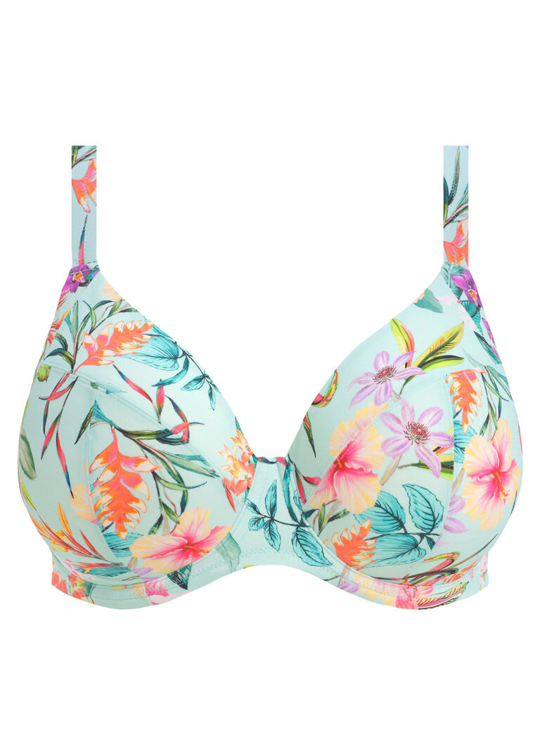 KOMPLET - Biustonosz kąpielowy i majtki Elomi Swim SUNSHINE COVE Aqua ES801802AQA Uw Plunge Bikini Top (36G, 36HH) + figi 42