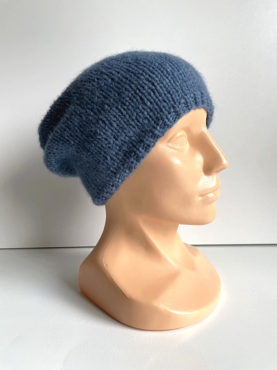 Ciepła czapka ręcznie robiona CHMURKA Alpaka 17 Jeans