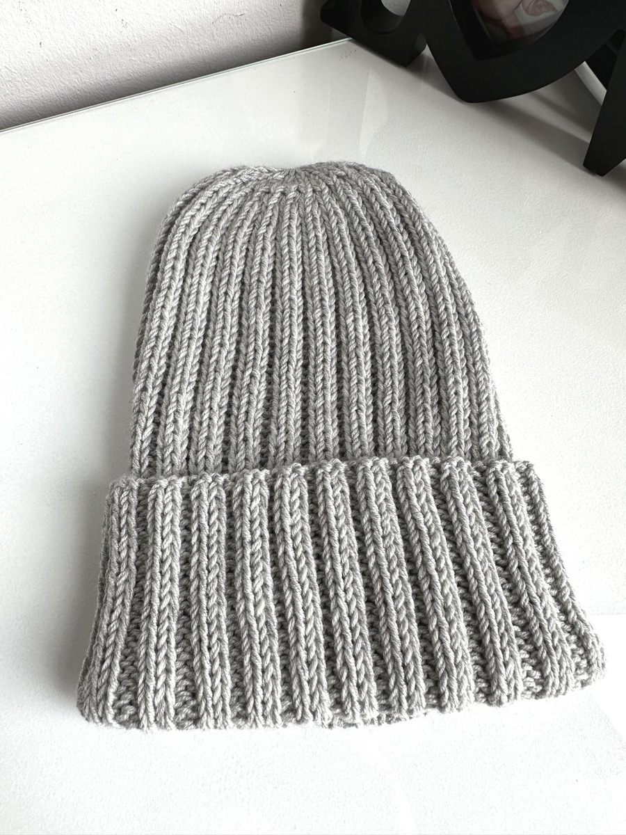 Wywijana czapka merino HELLI 100% Baby Merino 22 Jasny Szary