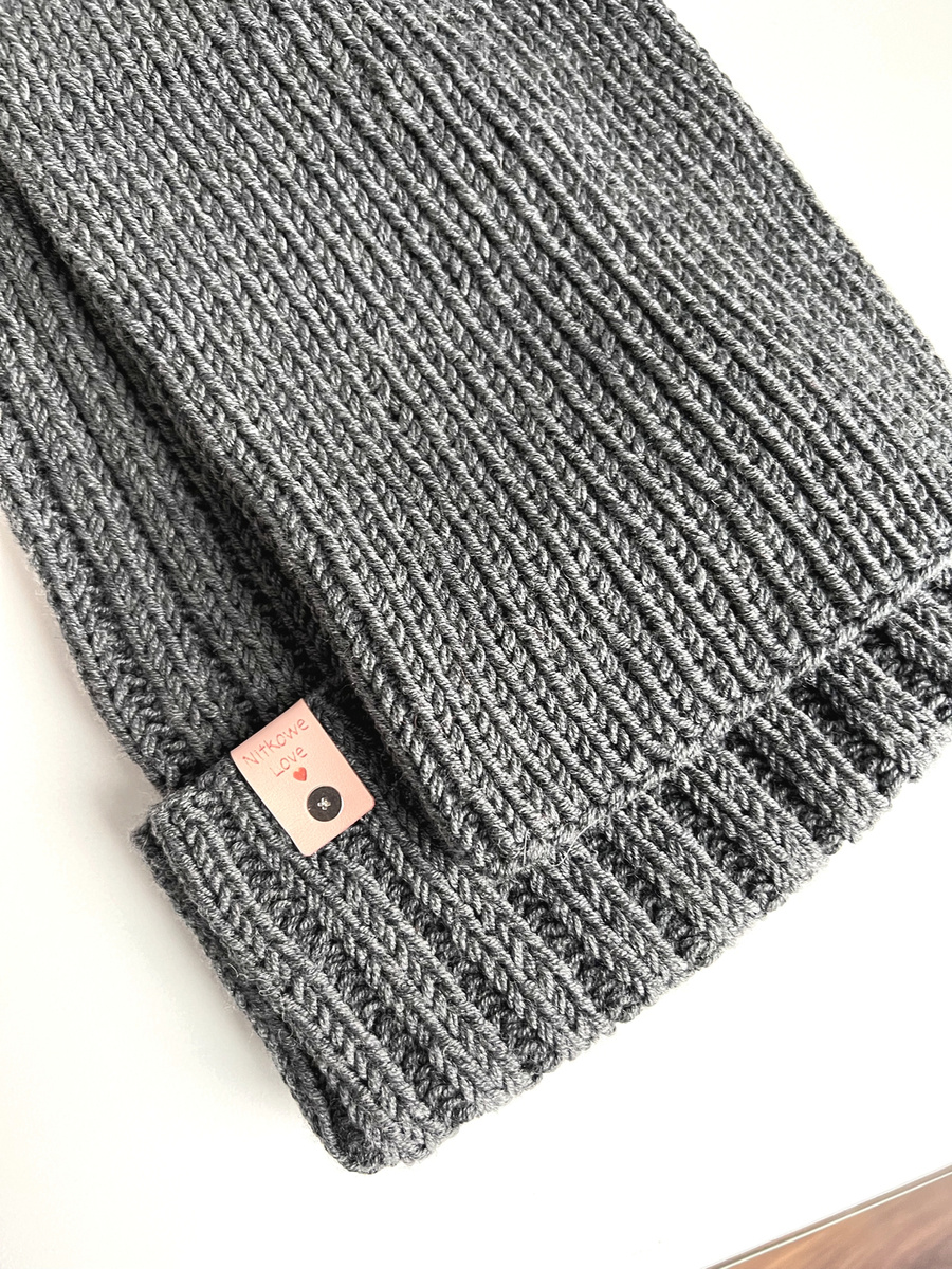 NANA Beanie-Mütze aus Baby-Merinowolle 20 Dunkelgrau handgemacht