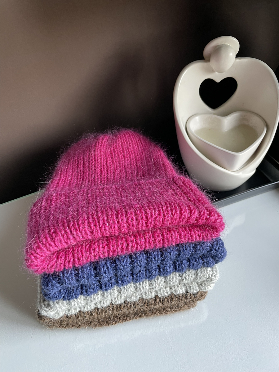 AUREA – ręcznie robiona czapka beanie baby merino + moher i jedwab damska/dziecięca 08/13 fuksja