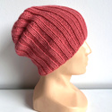 LAURIN – czapka z alpaki 100% beanie 9022 koralowy, jesień–zima