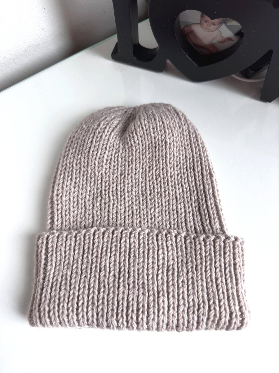 NANA – czapka wywijana z wełny baby merino 23 Jasny Beż