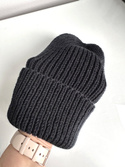 NANA – czapka merino wywijana 100% Baby Merino 21 Czarny