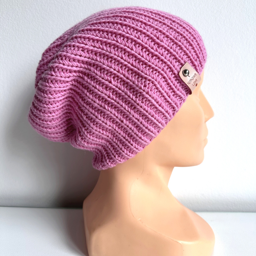 NANA – czapka beanie z wełny merino 100% Baby Merino 07 Różowy