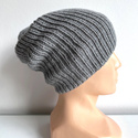 NANA – czapka beanie z wełny baby merino 19 szary, ręcznie robiona
