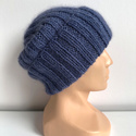 MIRA – ręcznie robiona ciepła czapka beanie merino + moher i jedwab 13 dżins