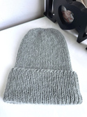 AUREA – ręcznie robiona czapka beanie baby merino + moher i jedwab dziecięca/damska 50/34 Zielona Szałwia