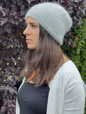 Handmade women’s hat AUREA 100% Baby Merino plus mohair and silk 22/44 Light Grey