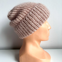 AUREA – ręcznie robiona czapka beanie baby merino + moher i jedwab dziecięca/damska 59/41 Pszeniczny