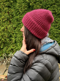 Ręcznie robiona Czapka MARI 100% Baby Alpaka plus nitka moher z jedwabiem 1216/4015 Burgundowa Czerwień