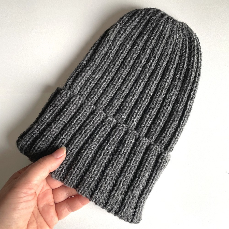HELLI – czapka zimowa merino wywijana 100% Baby Merino 20 Ciemny szary
