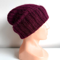MARGARET Handmade Beanie Alpaca Mohair and Silk 9045 Rubinowy