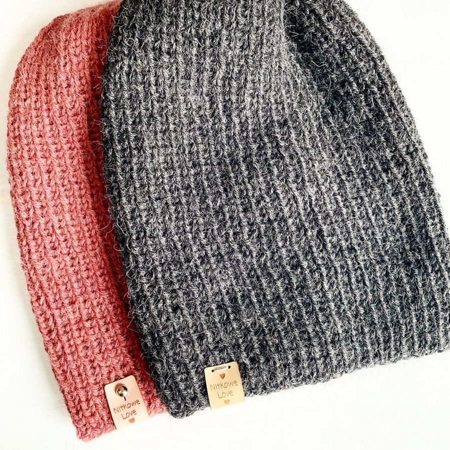 KIARA – czapka beanie z alpaki 100% 506 ciemny szary uniwersalna jesienno‑zimowa