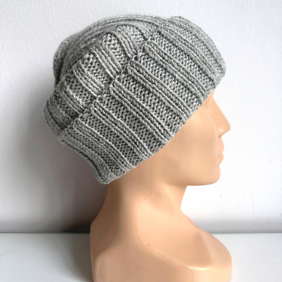 HELLI – czapka beanie z wełny 100% baby merino 22 Jasny Szary, jesienno-zimowa, unisex