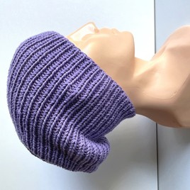 NANA – czapka beanie z wełny baby merino 14 fioletowy, jesienno-zimowa