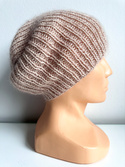 AUREA – ręcznie robiona czapka beanie baby merino + moher i jedwab damska 59/41 Pszeniczny