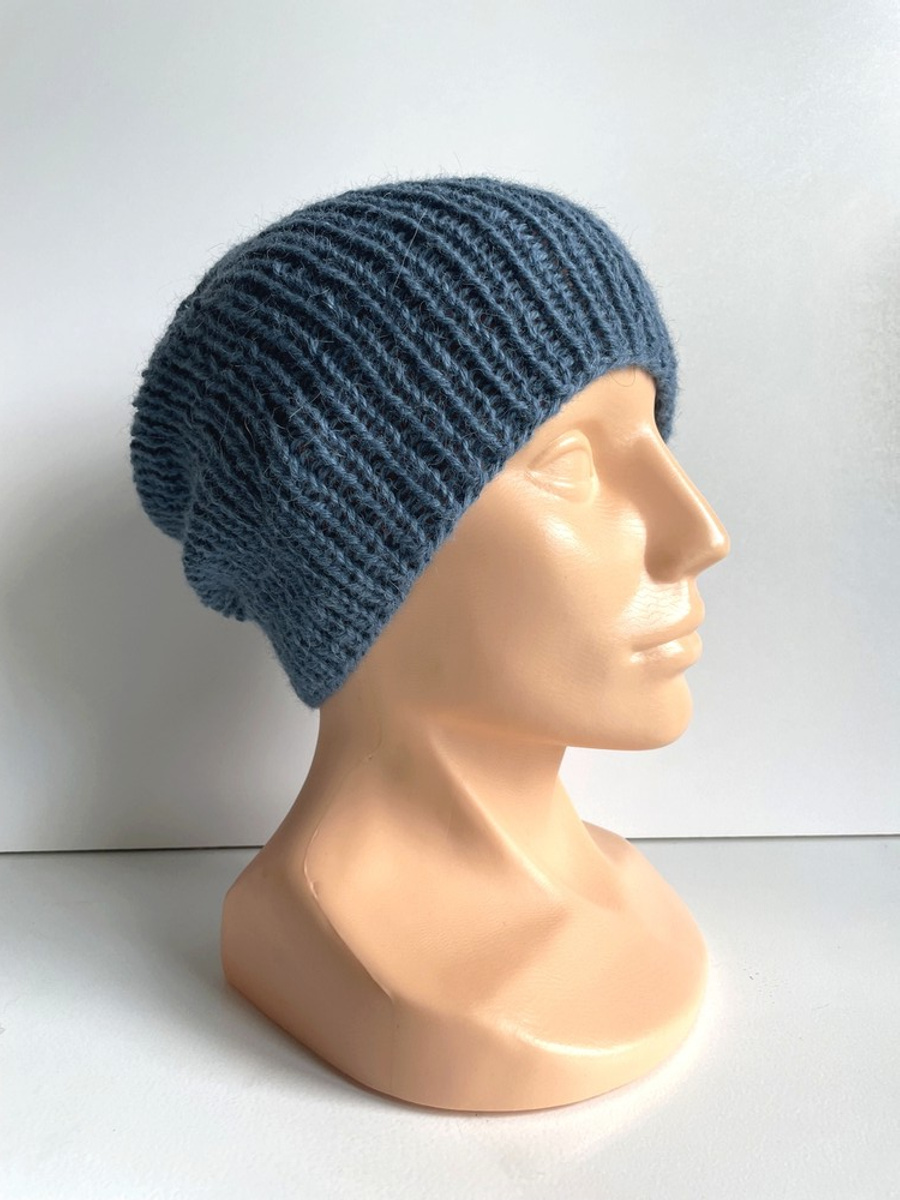KIARA – czapka z alpaki damska 100% alpaka 6309 średni niebieski petrol zimowa beanie