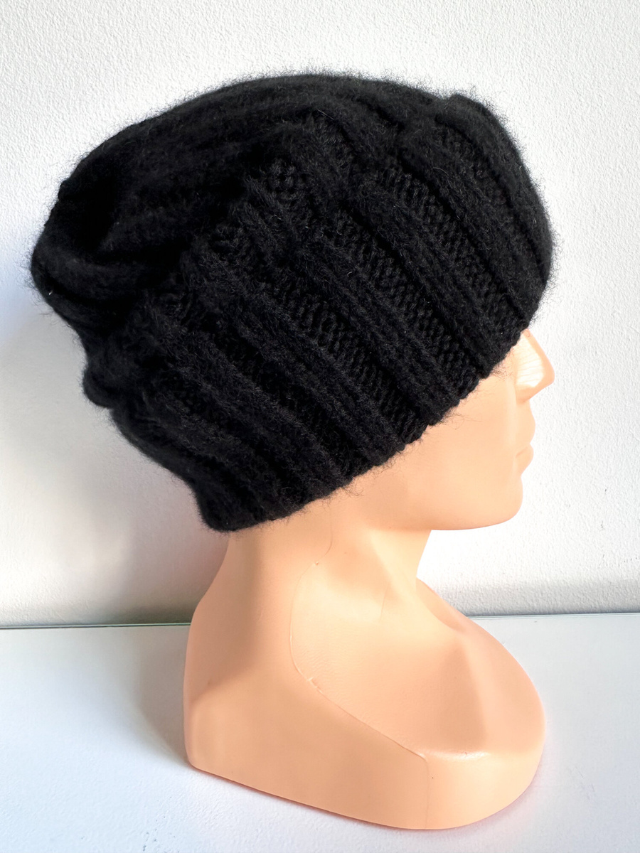 MARLA Turn-Up Cashmere Beanie 100% 516 Nero