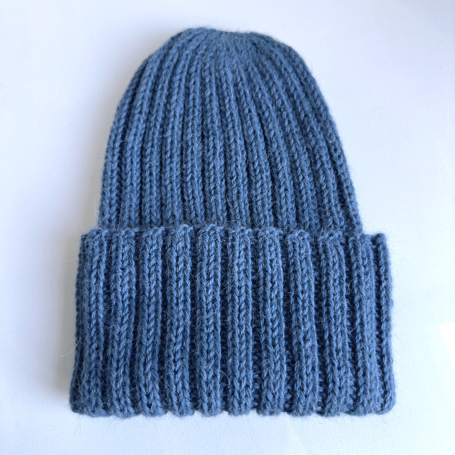 LAURIN Handmade Turn-Up Beanie 100% Alpaca 6309 średni niebieski petrol