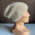 MARI – cienka czapka beanie alpaka + moher i jedwab 100 Ecru