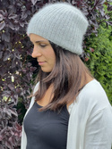 Handmade women’s hat AUREA 100% Baby Merino plus mohair and silk 22/44 Light Grey