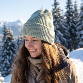 VARELLA Beanie-Mütze aus Baby-Merinowolle 58 lody pistacjowe