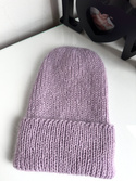 AUREA – ręcznie robiona czapka beanie baby merino + moher i jedwab damska/dziecięca 60/55 Lawendowy Szron