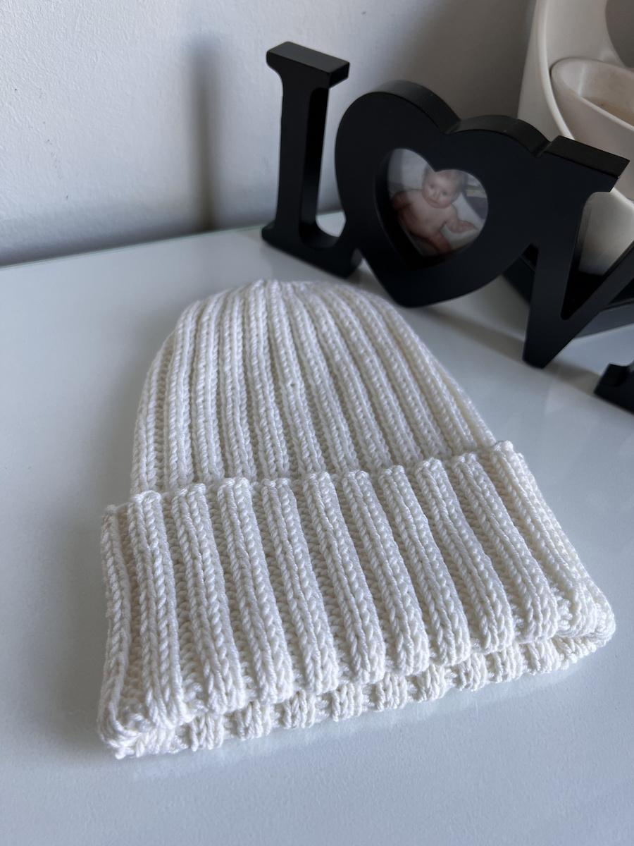 HELLI – czapka merino wywijana 100% Baby Merino 01 biały, jesienno-zimowa unisex