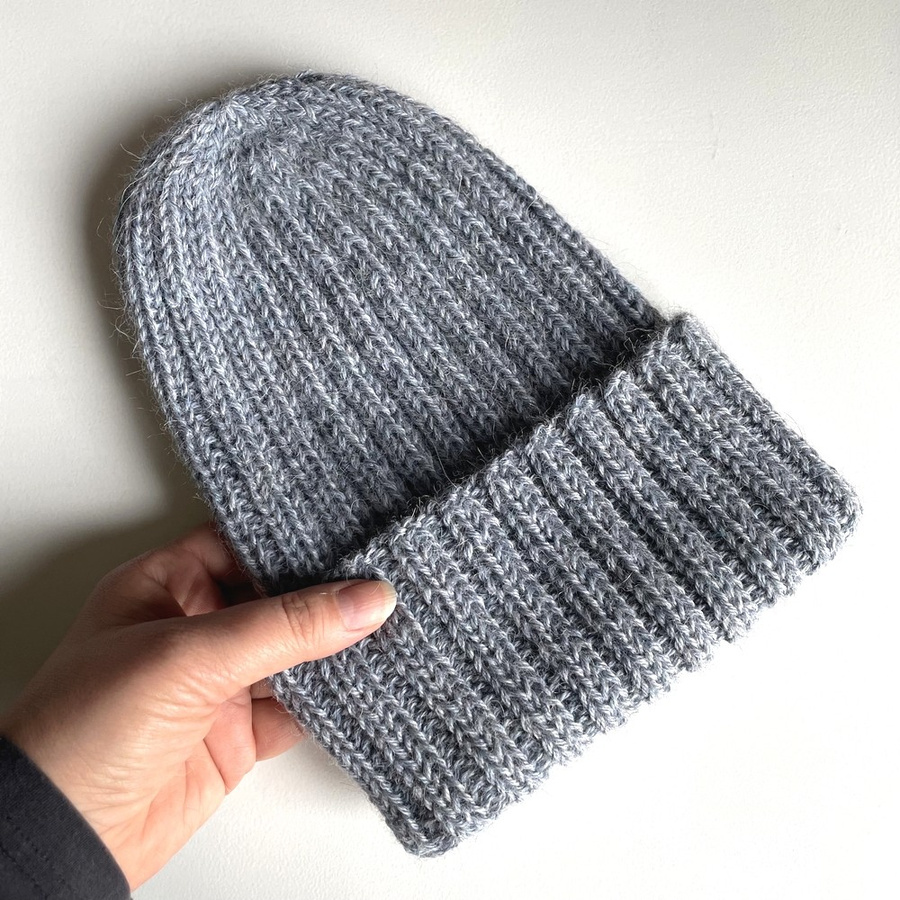 LAURIN Turn-Up Beanie 100% Alpaca 9021 Mgła zimowa