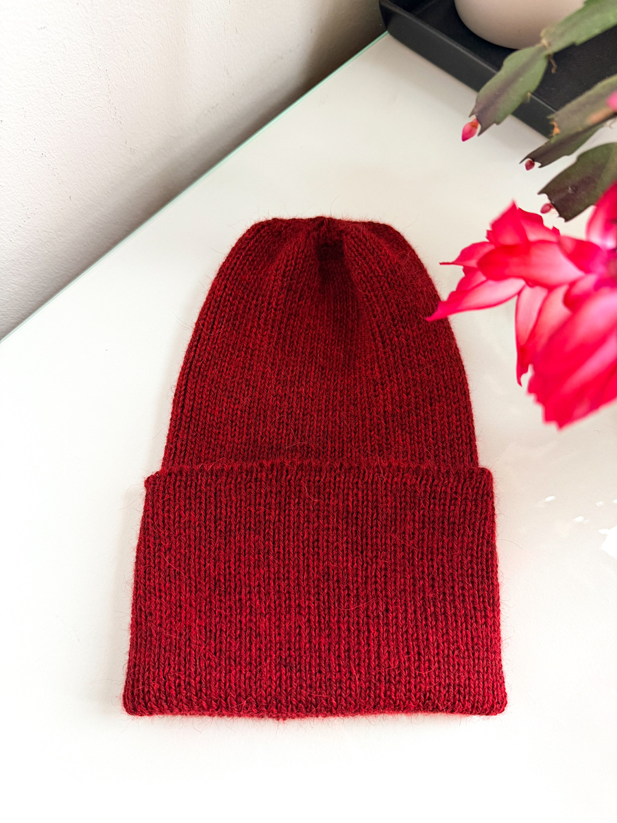 Czapka wywijana HELEN 100% Alpaka 3650 bordowy