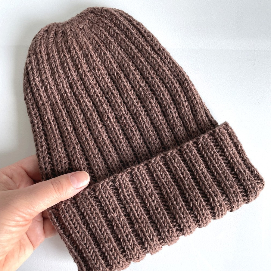 HELLI – czapka zimowa merino wywijana 52 Czekolada, unisex