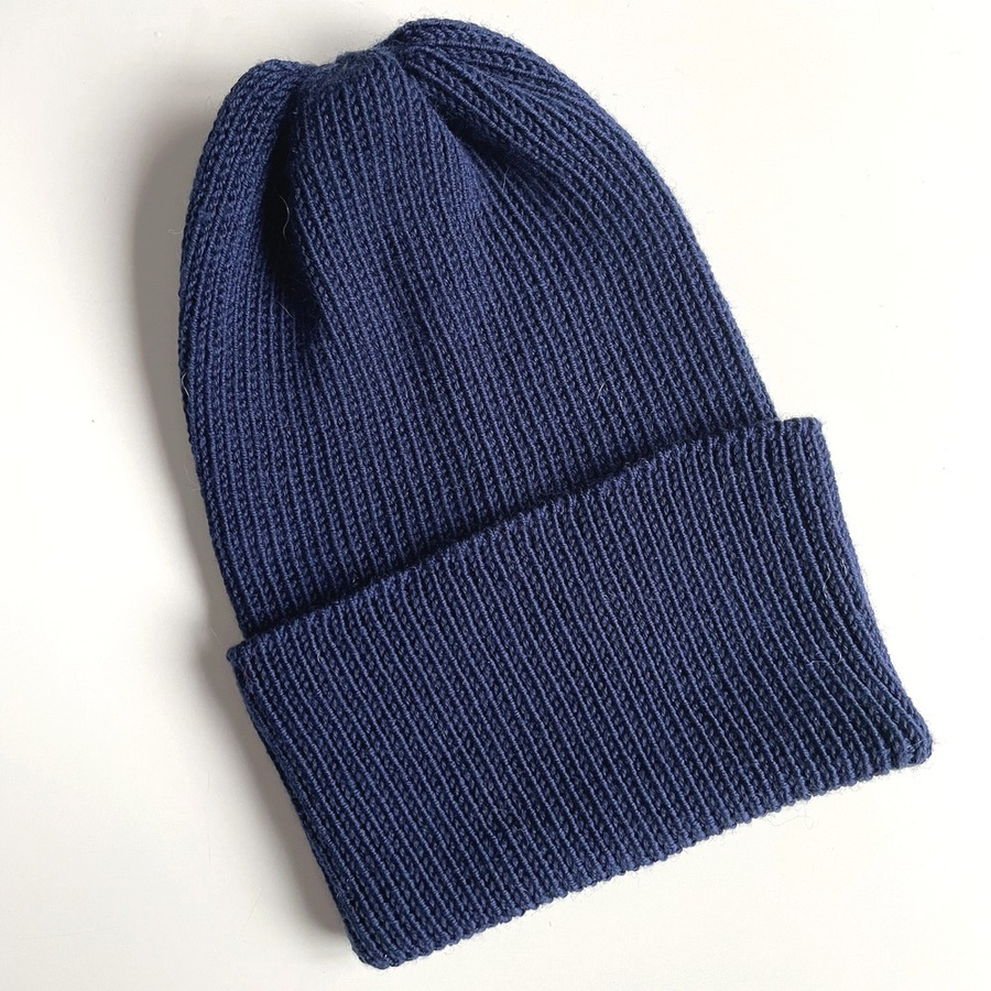 VARELLA – czapka beanie z wełny merino 100% baby merino 13 granatowy, jesienno-zimowa