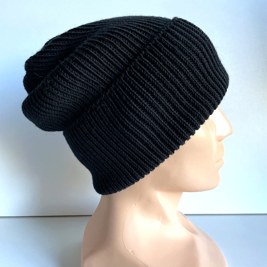 Beanie czapka z wełny merino VARELLA 100% Baby Merino 21 Czarny