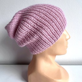 KIARA Handgemachte Beanie-Mütze aus 100% Alpaka 3140 Hellrosa